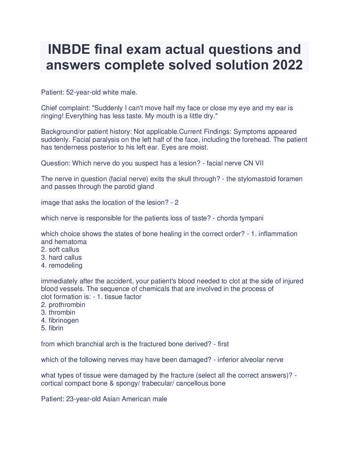 INBDE final exam actual questions and answers complete solved solution
